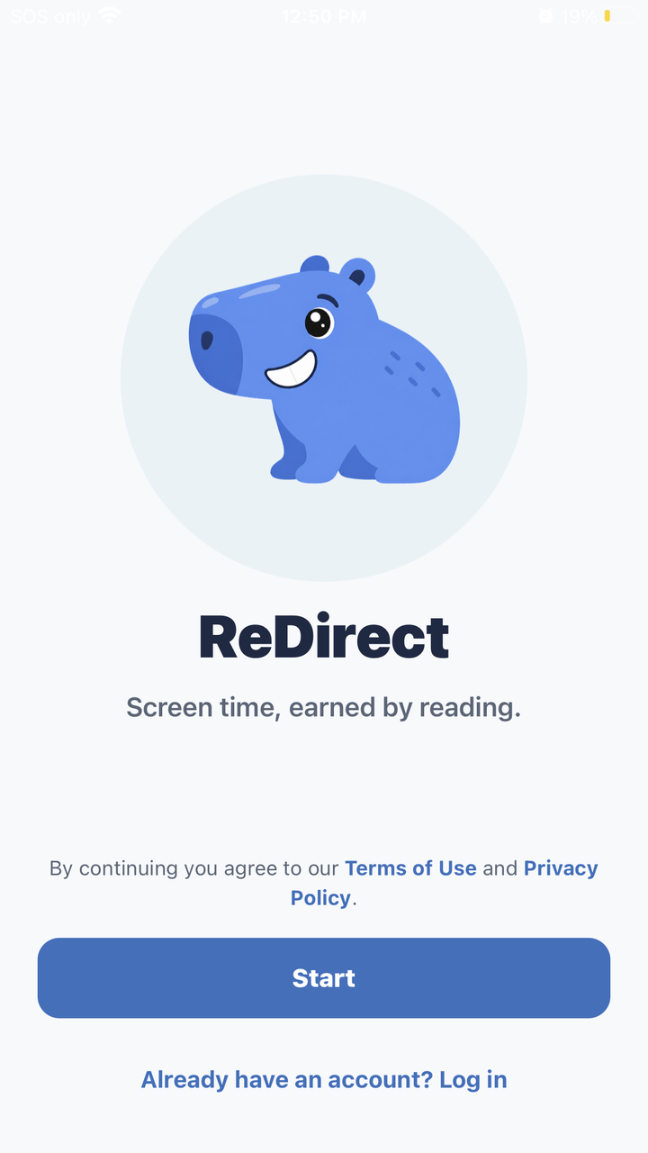 ReDirect app setup screen